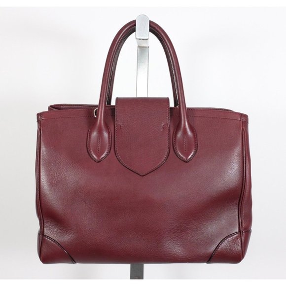 Ralph Lauren Purple Label Collection bag handbag Ricky soft burgundy open top - Picture 8 of 16